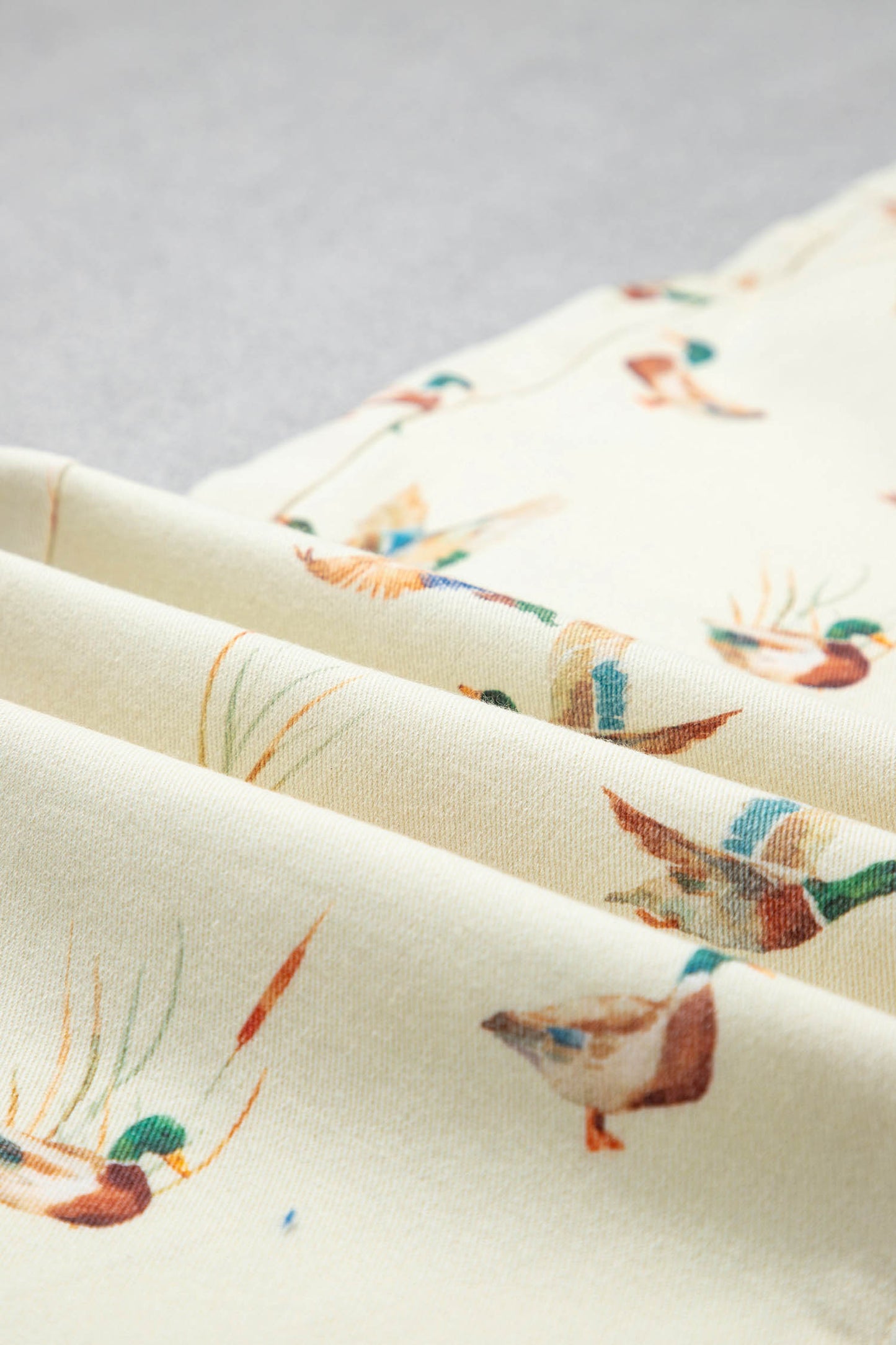Beige Mallard Printed Cuffed Hem Jeans