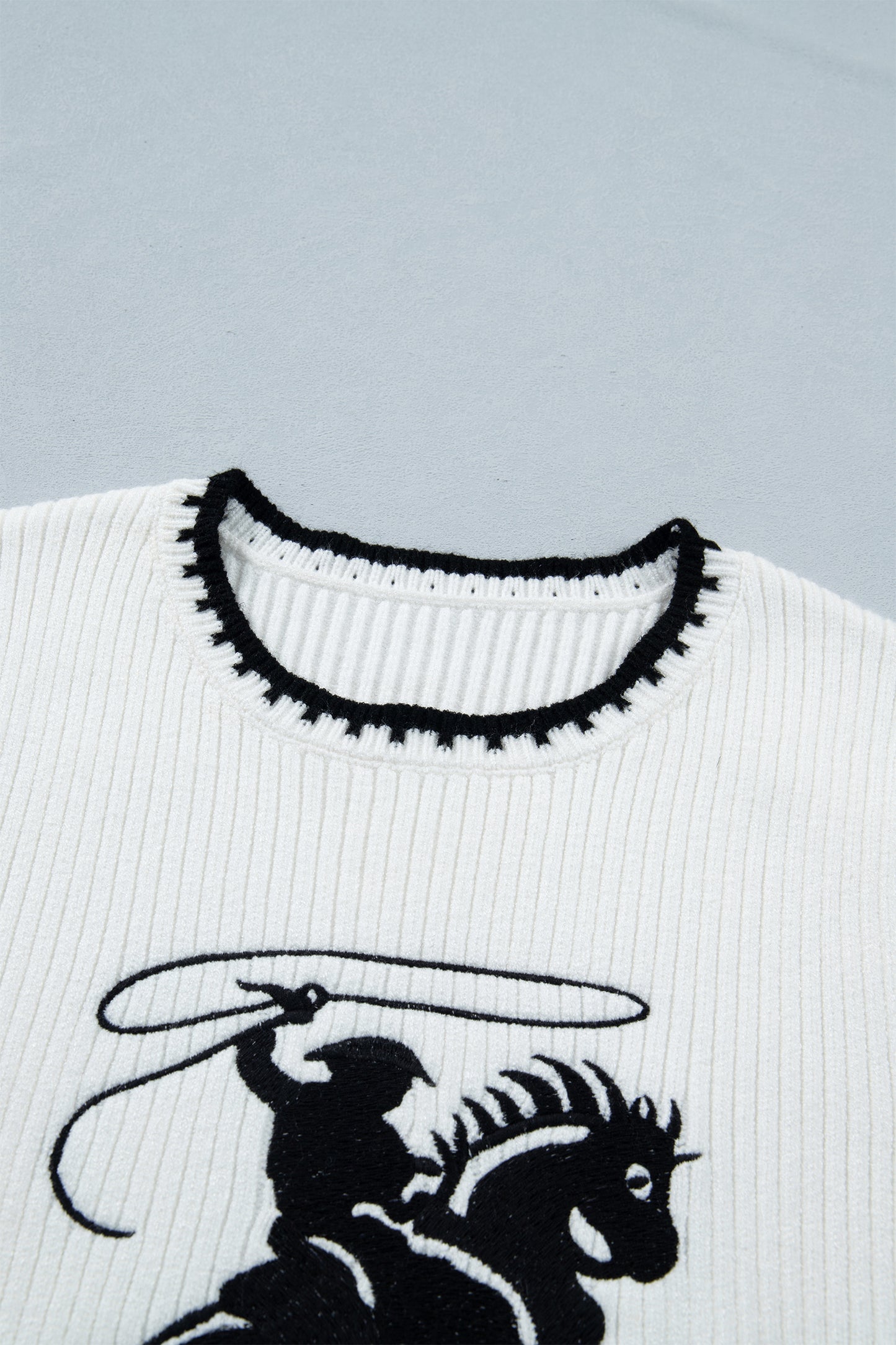 White Rodeo Cowboy Contrast Trim Sweater Vest