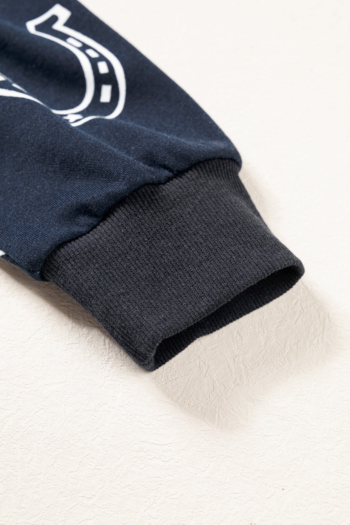 Blue Western Horseshoe Print Mock Neck Casual Pullover Sweatshirt