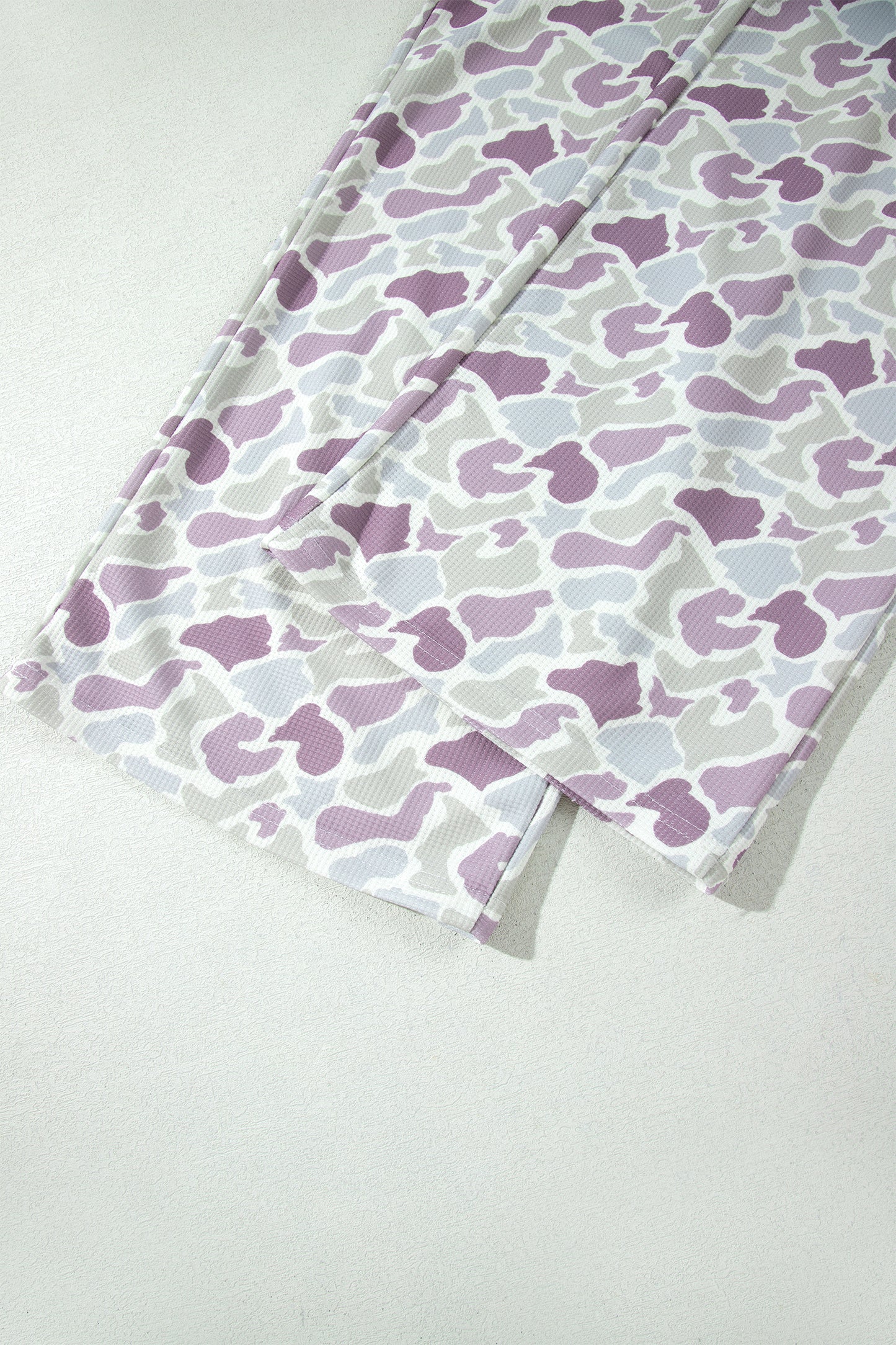 Green Camo Print Drawstring Loose Fit Full Length Pants