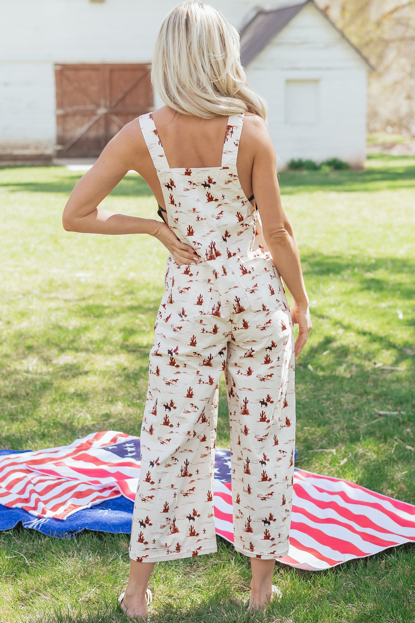 Free Rein Western Printed Jumpsuit – Relaxed Fit Cotton Dungarees