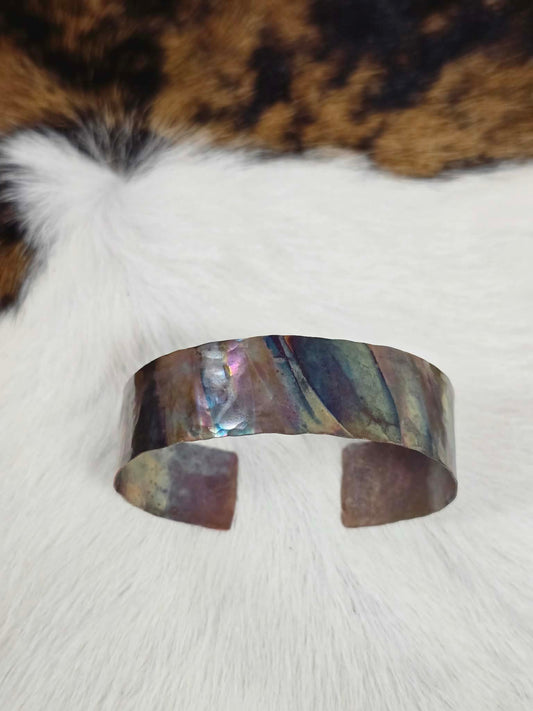 Hammered Heat-Treated Copper Bracelet | Adjustable | Handmade by Local Artist Shar Leonard
