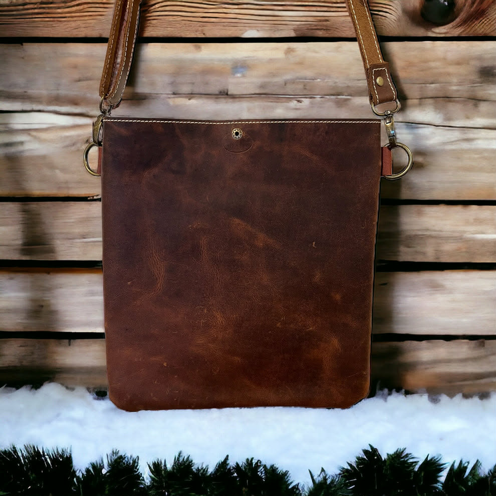 🧇 WAFFLE #2  Brown Cowhide Crossbody Purse
