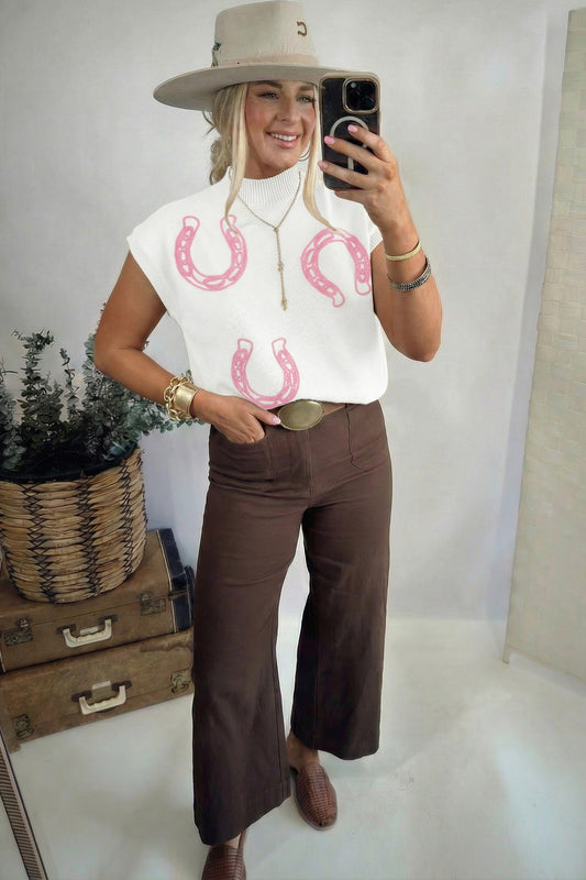 Parchment Corded Horseshoe Mock Neck Sweater Available in multiple colors