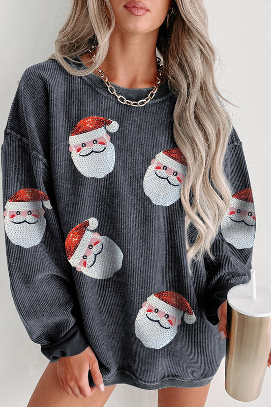 ❤️ Sequin Santa Corded Pullover
