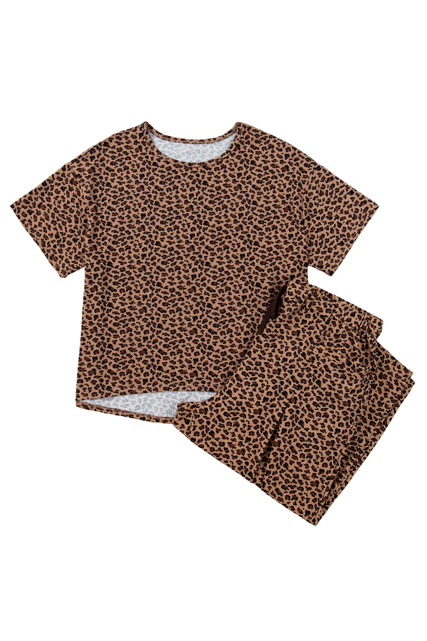 Brown Leopard Plus Size Top & Pleated Pants Set