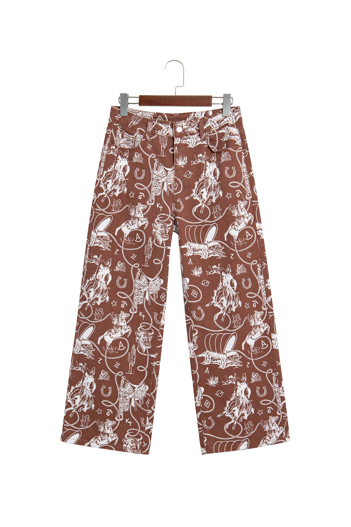 Western Print Wide-Leg Jeans — 2 Prints