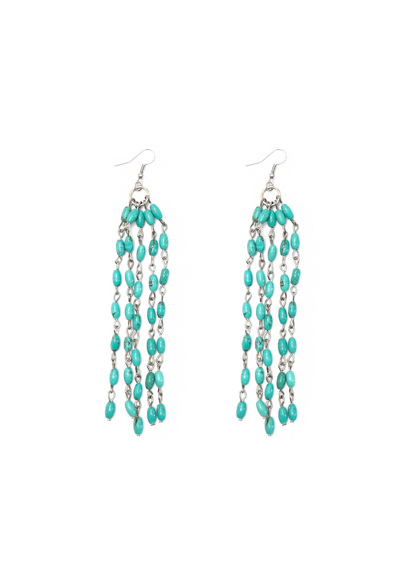 Green Beaded Tassel Earring