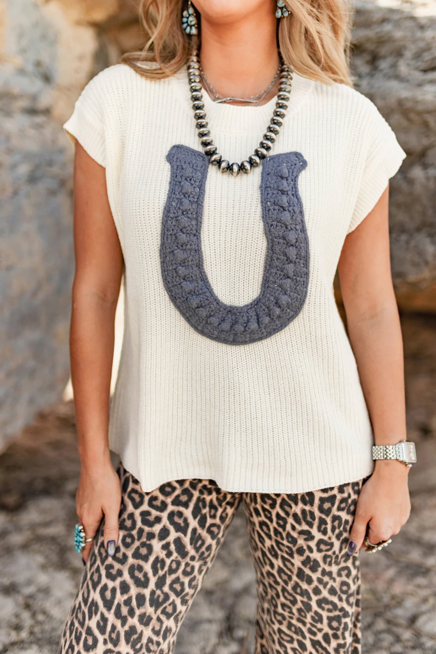 Crochet Horseshoe Knit Sweater