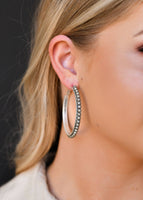 Worn Silver Trimmed Hoop Earring