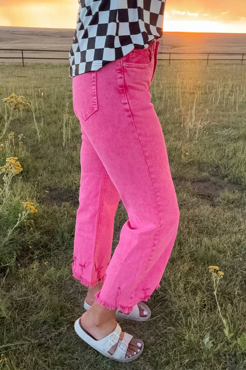 Outlaw Crop Jeans - Pink: 3/4