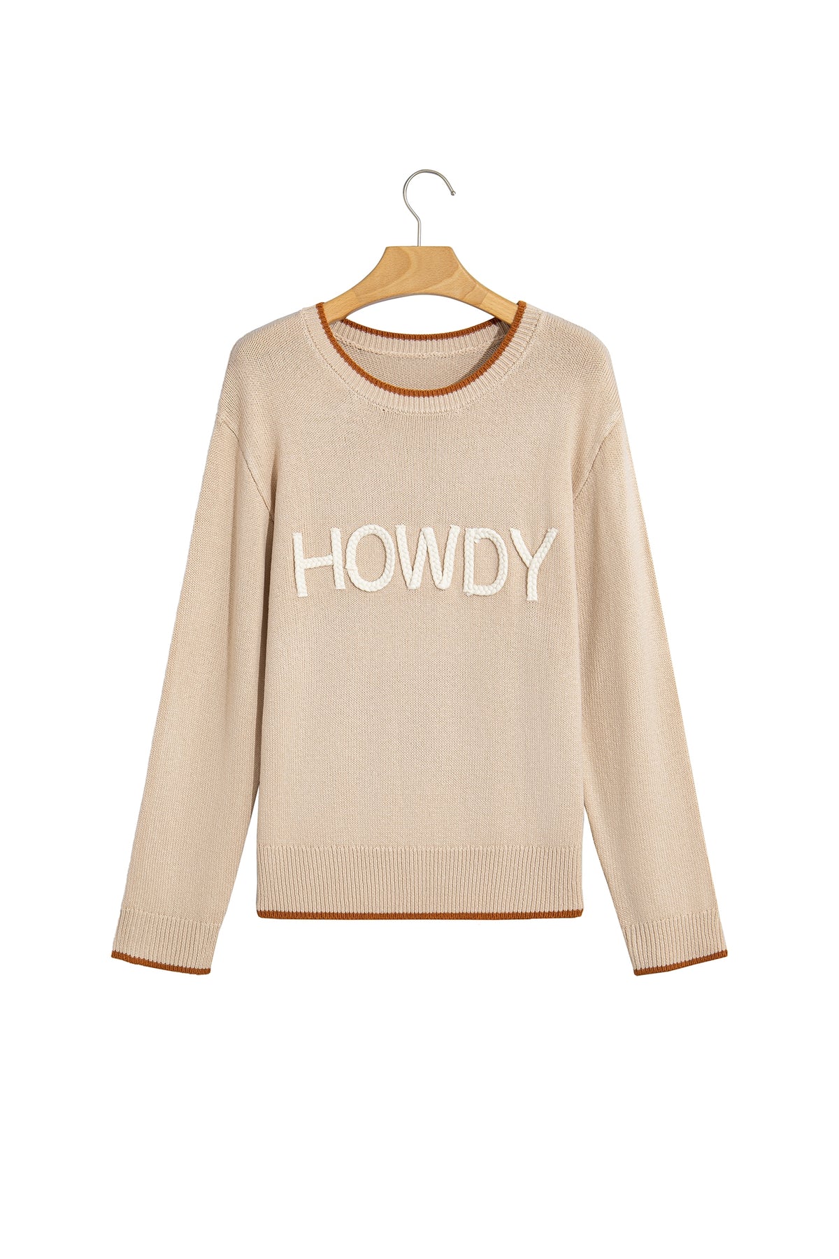 HOWDY Rope Letter Relaxed Sweater