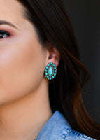 Elongated Turquoise Post Earring