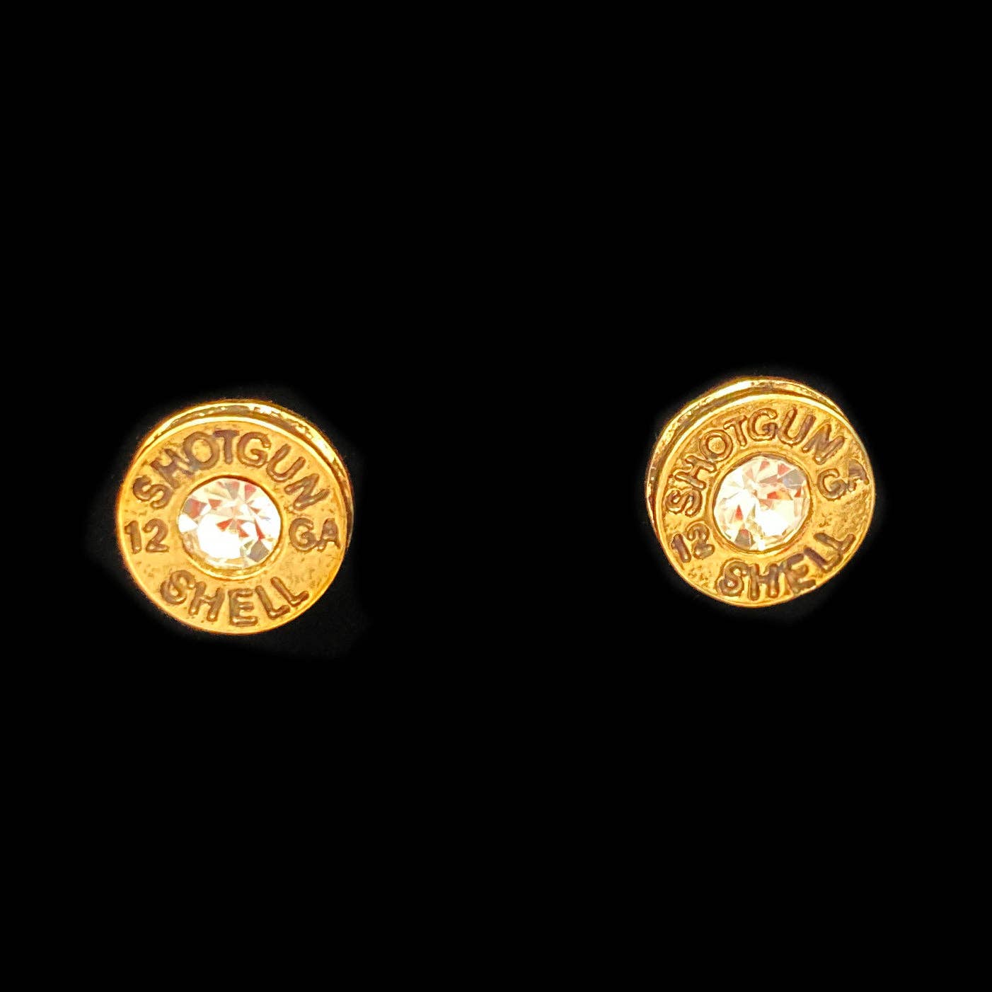 Faux Shotgun Shell Rhinestone Earrings