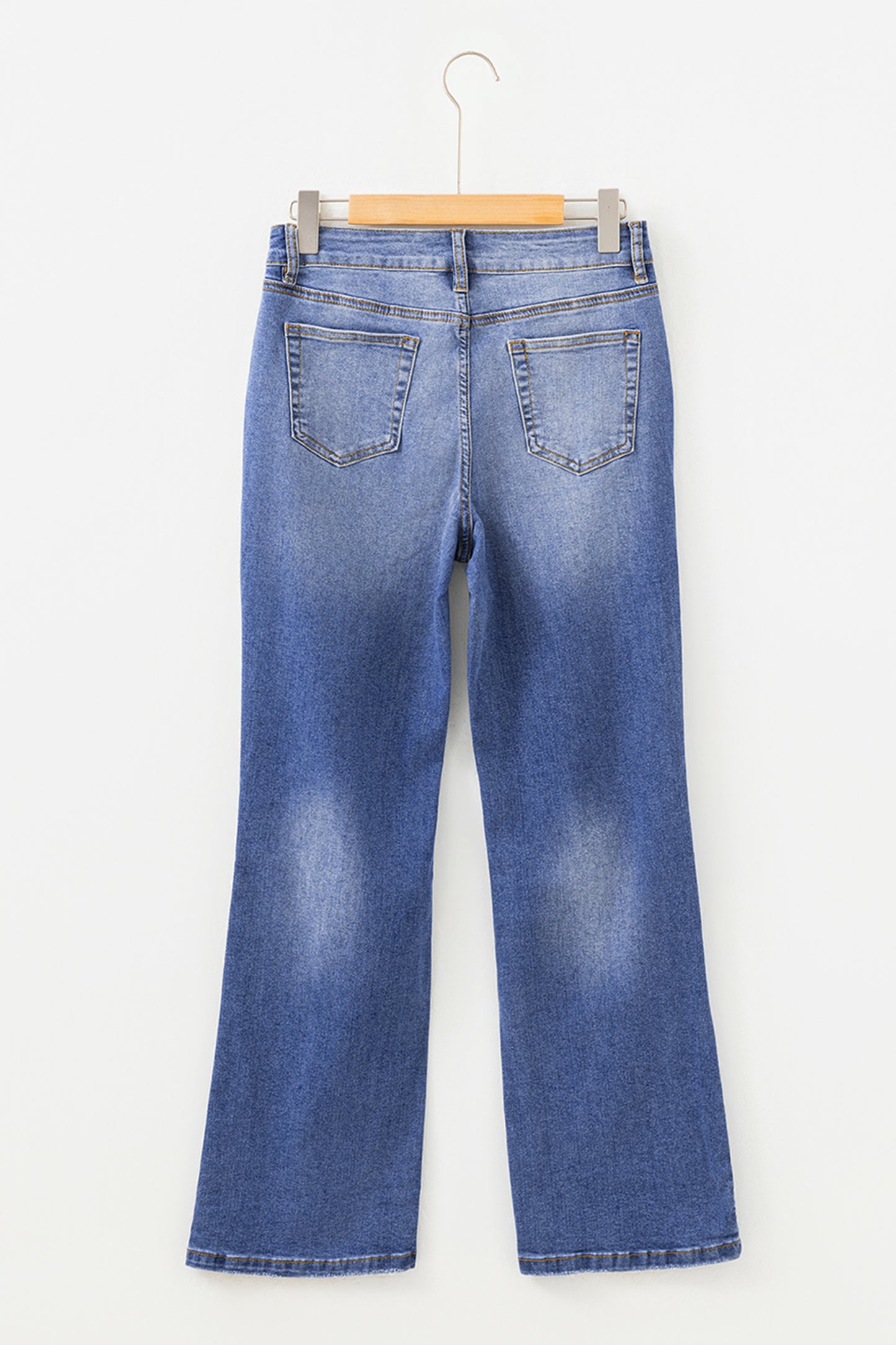 Myosotis Mid Rise Distressed Straight Leg Jeans