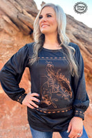 Western Hot Seat Top Black: XXXL