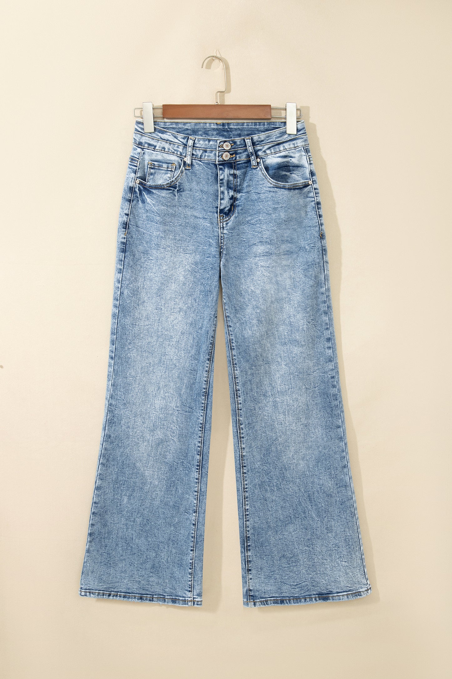 Beau Blue Acid Wash High-Rise Flare Jeans