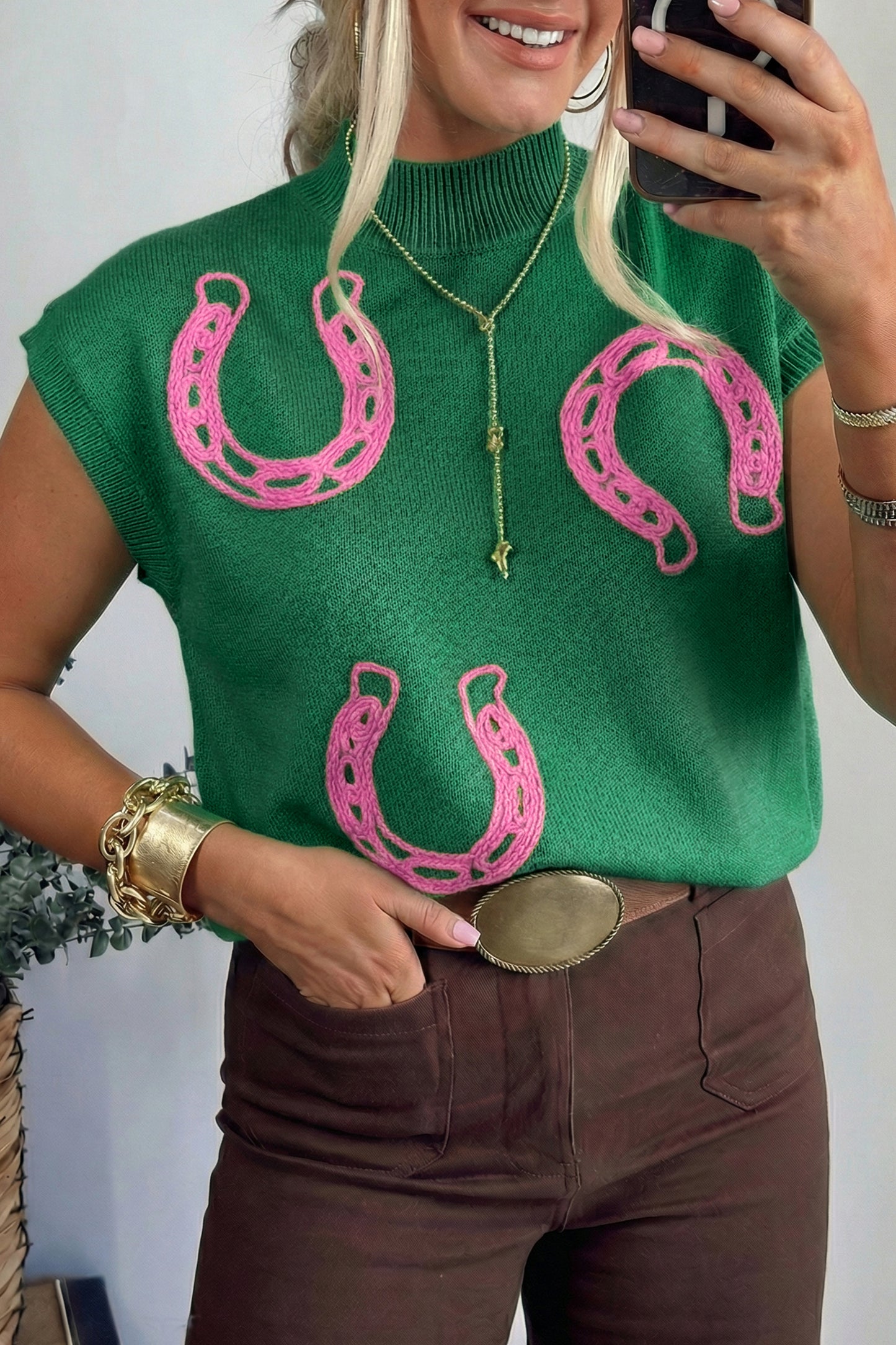 Parchment Corded Horseshoe Mock Neck Sweater Available in multiple colors