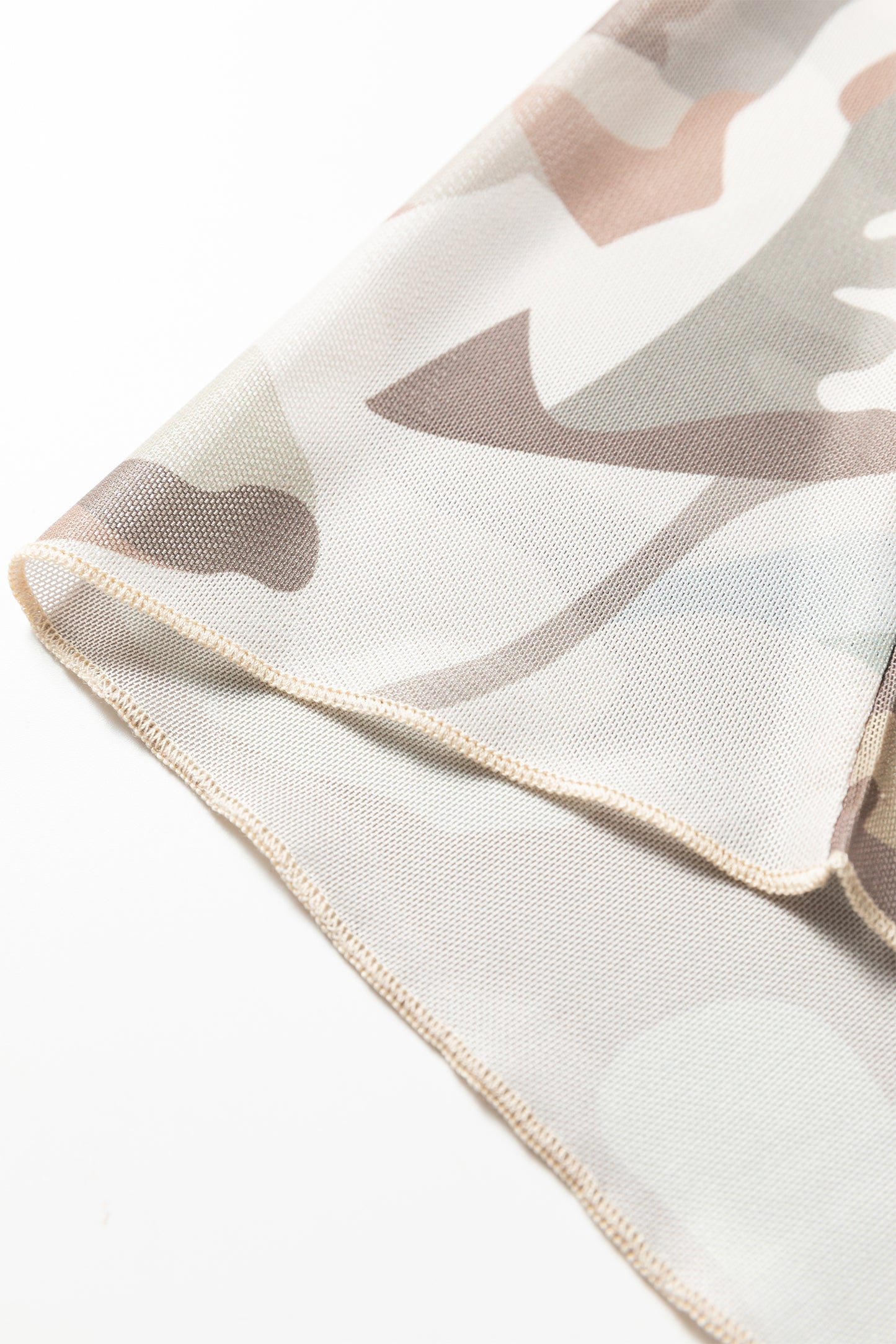 Plus Camo Mesh Long Sleeve Top