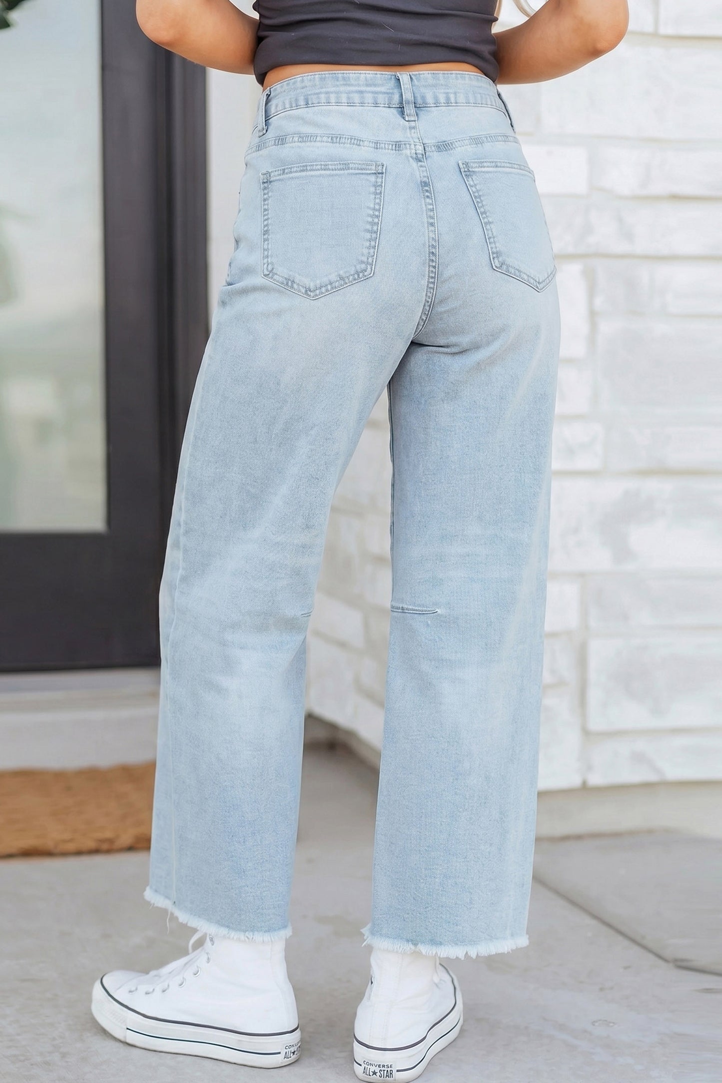 Beau Blue Sequin Football Raw Hem Jeans