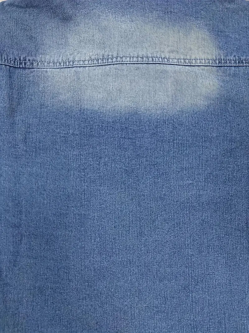 Womens Distressed Denim Shacket