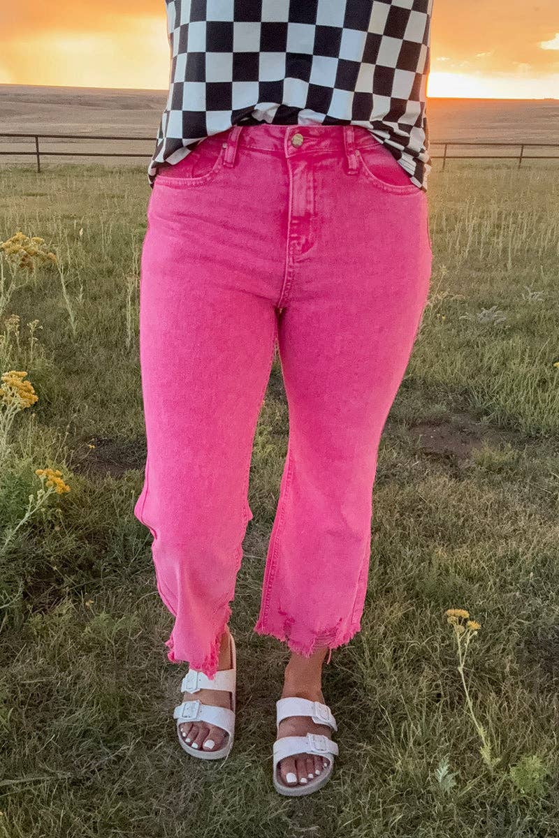 Outlaw Crop Jeans - Pink: 3/4