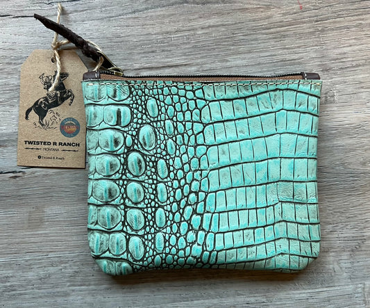 Twisted R Leather Embossed Croc Square Purse Pouch – Made in Montana, USA