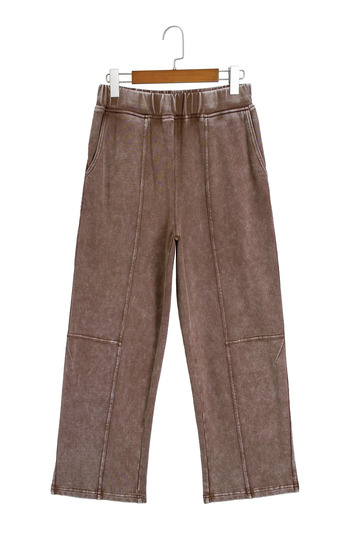 Coffee Mineral Wash Elastic Waist Barrel Pants