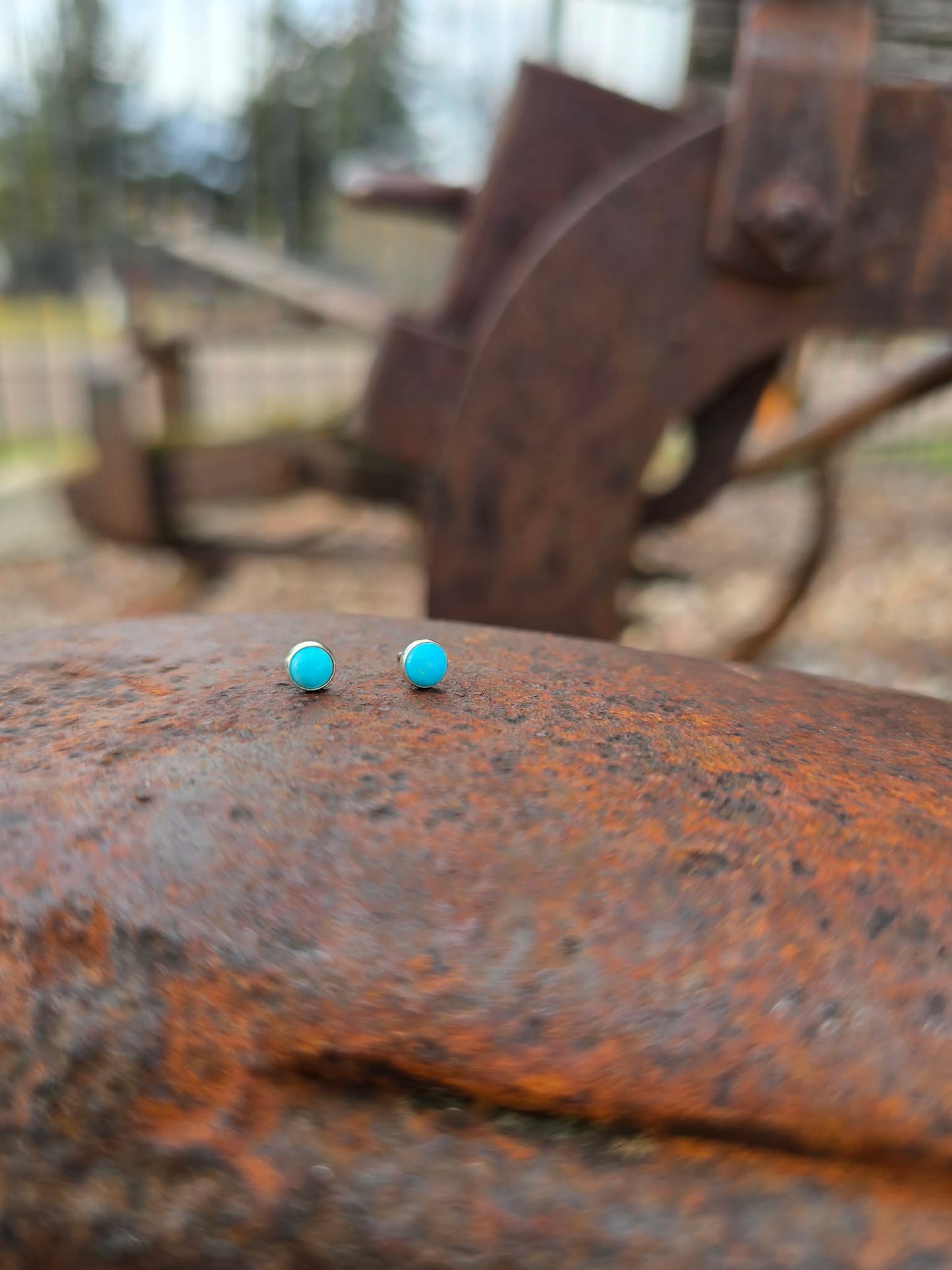 3mm Genuine Turquoise &amp; Sterling Silver Stud Earrings