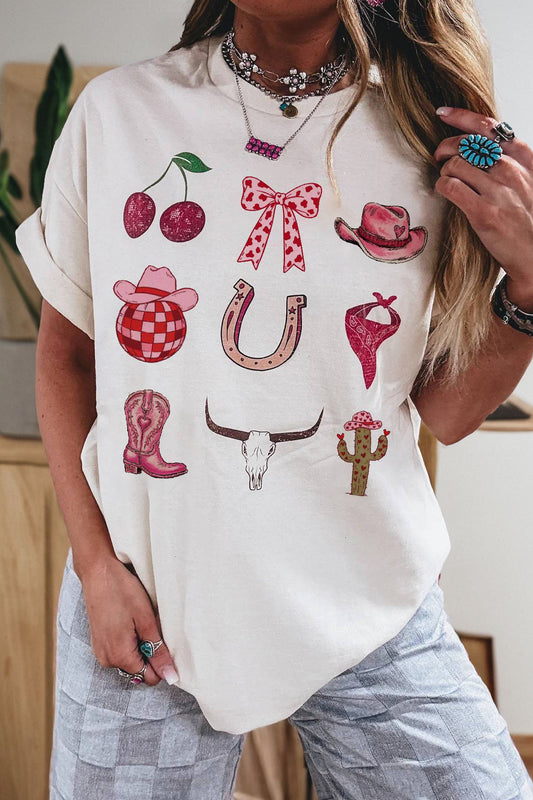 White Coquette Cowgirl Elements Relaxed Tee