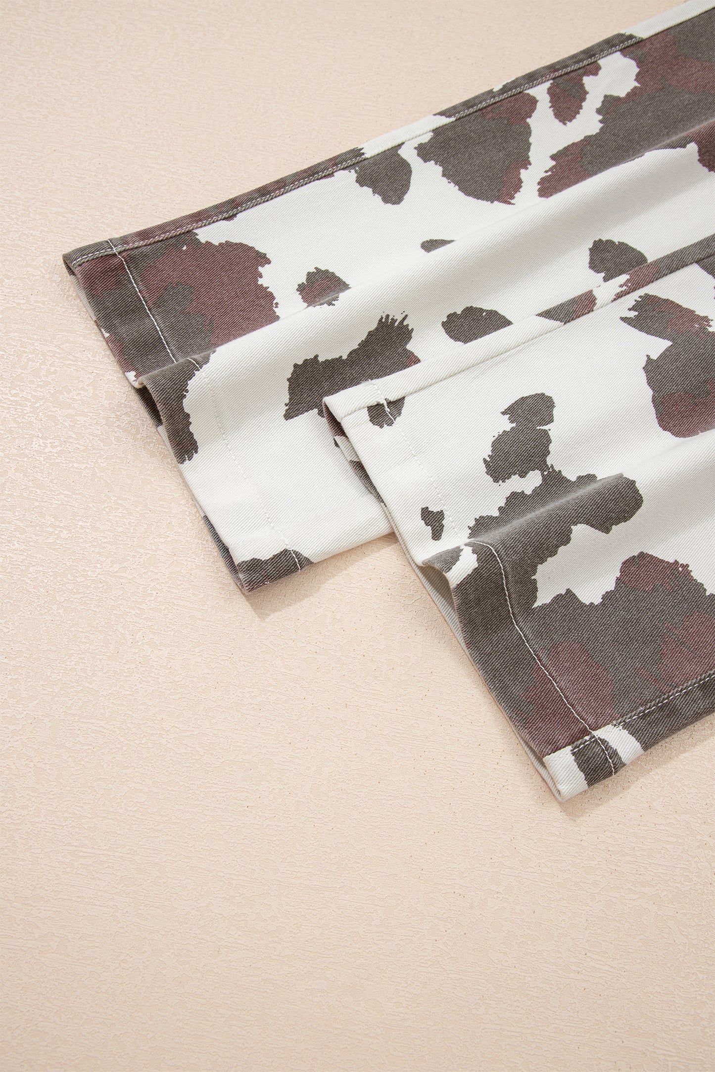 Brown Cow Print Multi Pocket Jeans
