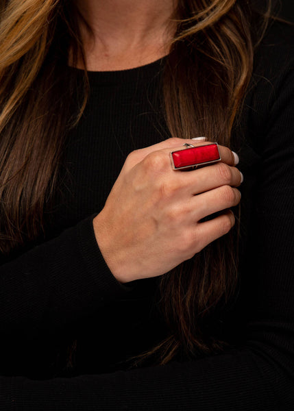 Adjustable Red Bar Ring..