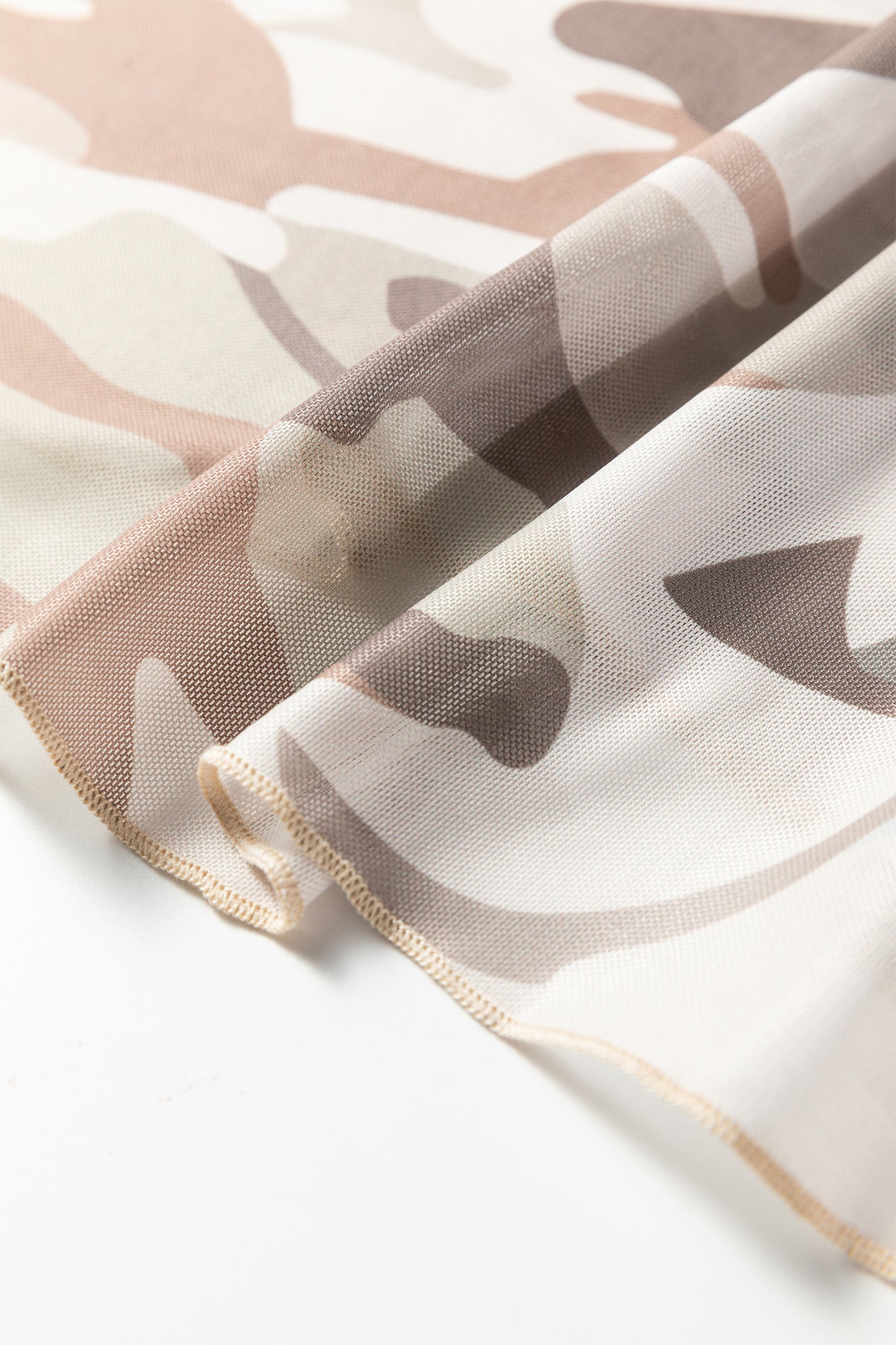 Plus Camo Mesh Long Sleeve Top