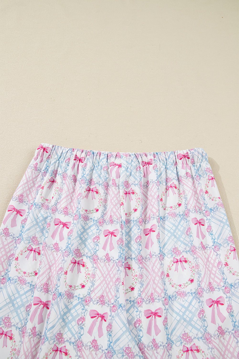 🎀 Pink Bow Wreath Pajama Set