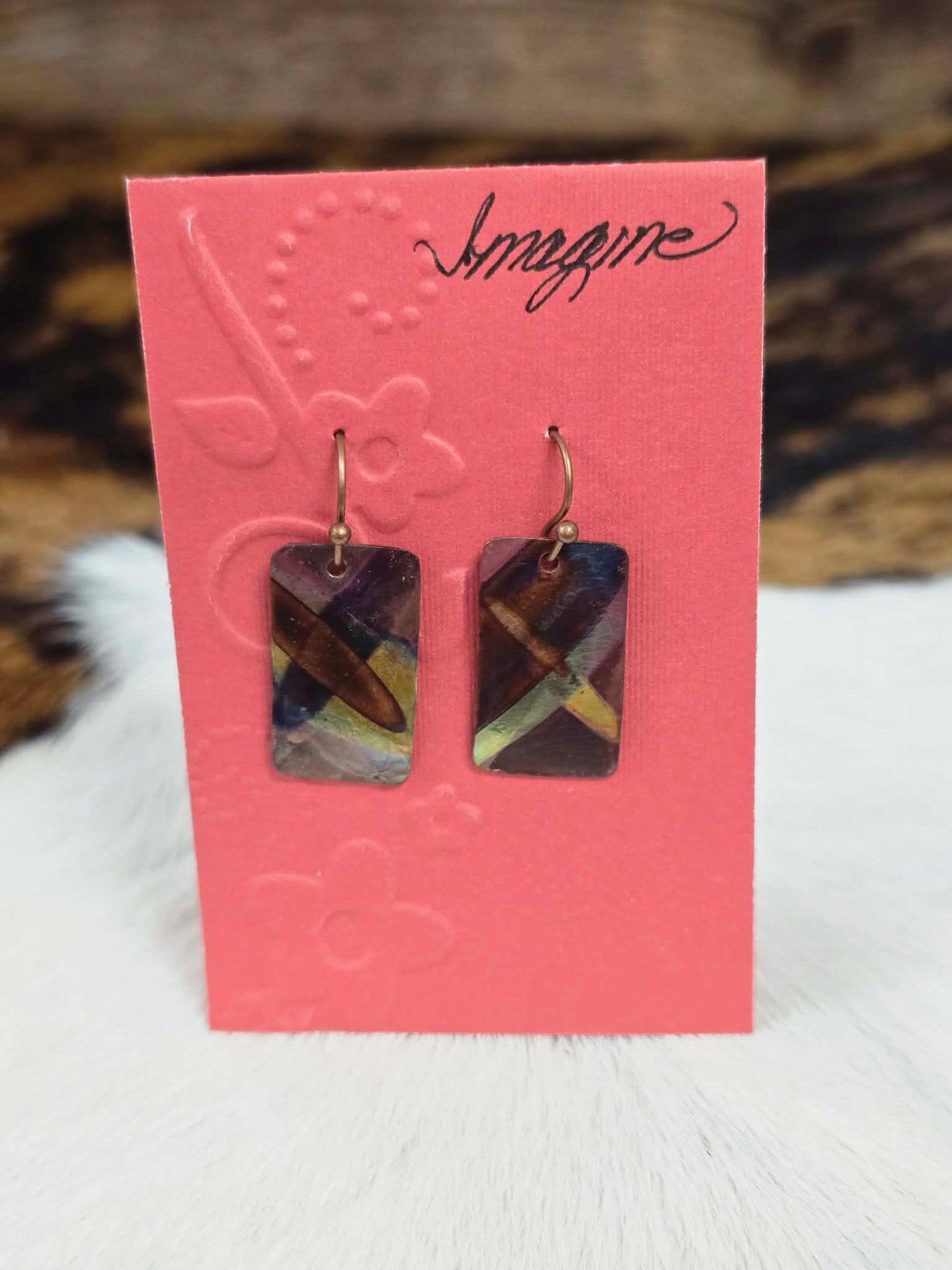 Heat-Treated Copper Rectangle Earrings | Handmade by Local Artist Shar Leonard