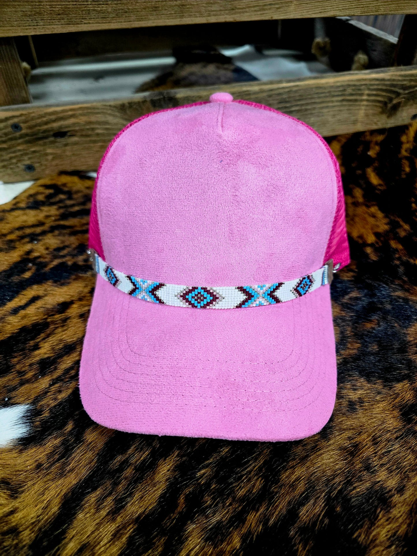 Faux Suede Ball Cap with Removable Hand-Beaded Hat Chain 🤠✨