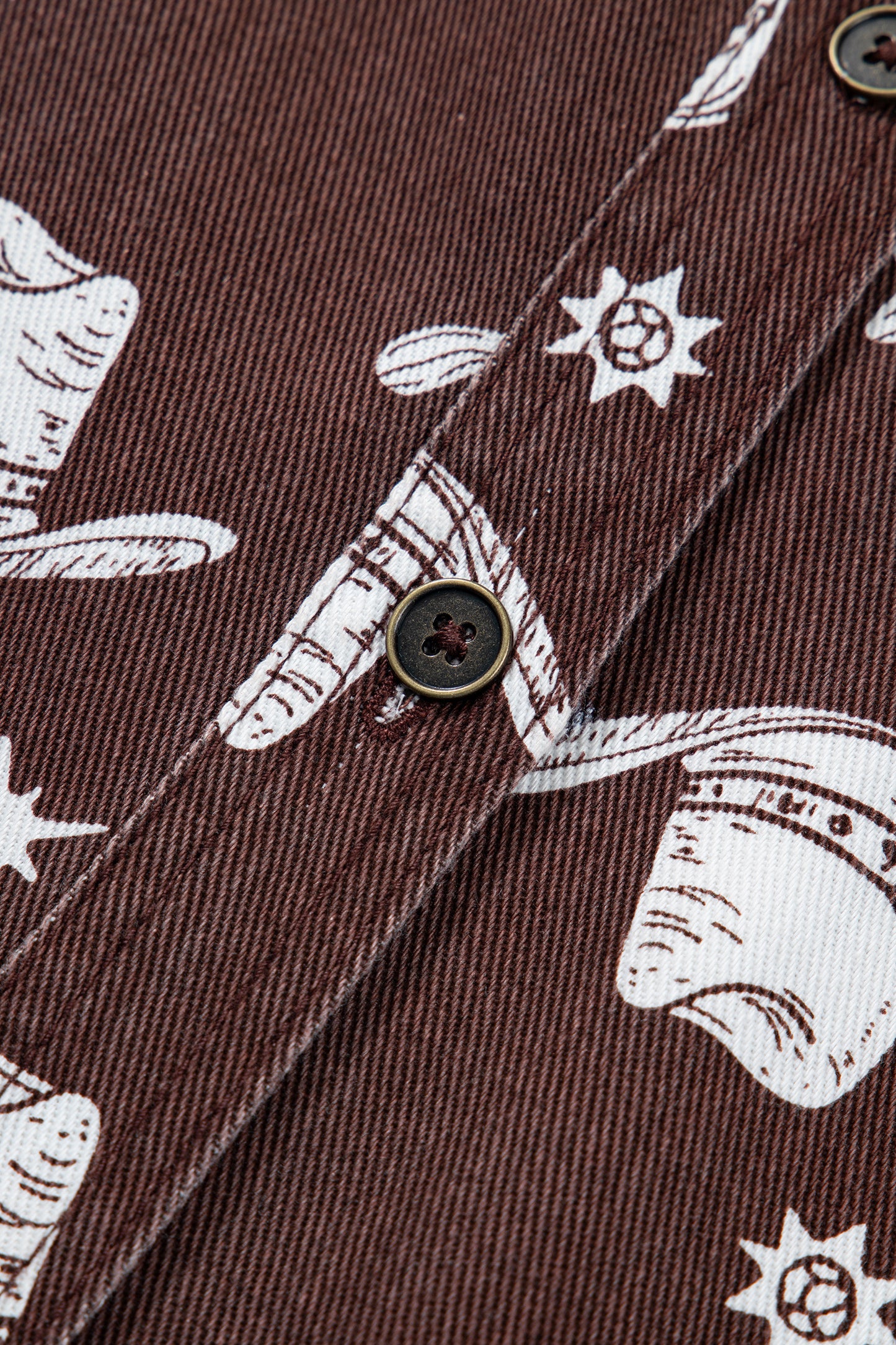 Brown Cowgirl Print Raw Edge Denim Dress