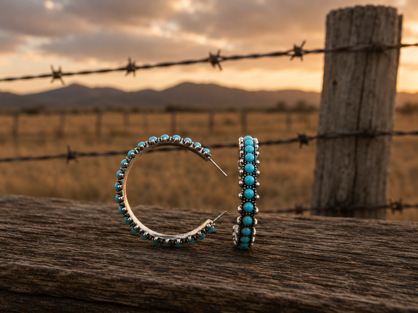 Western Turquoise Hoop Earring