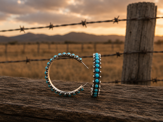 Western Turquoise Hoop Earring