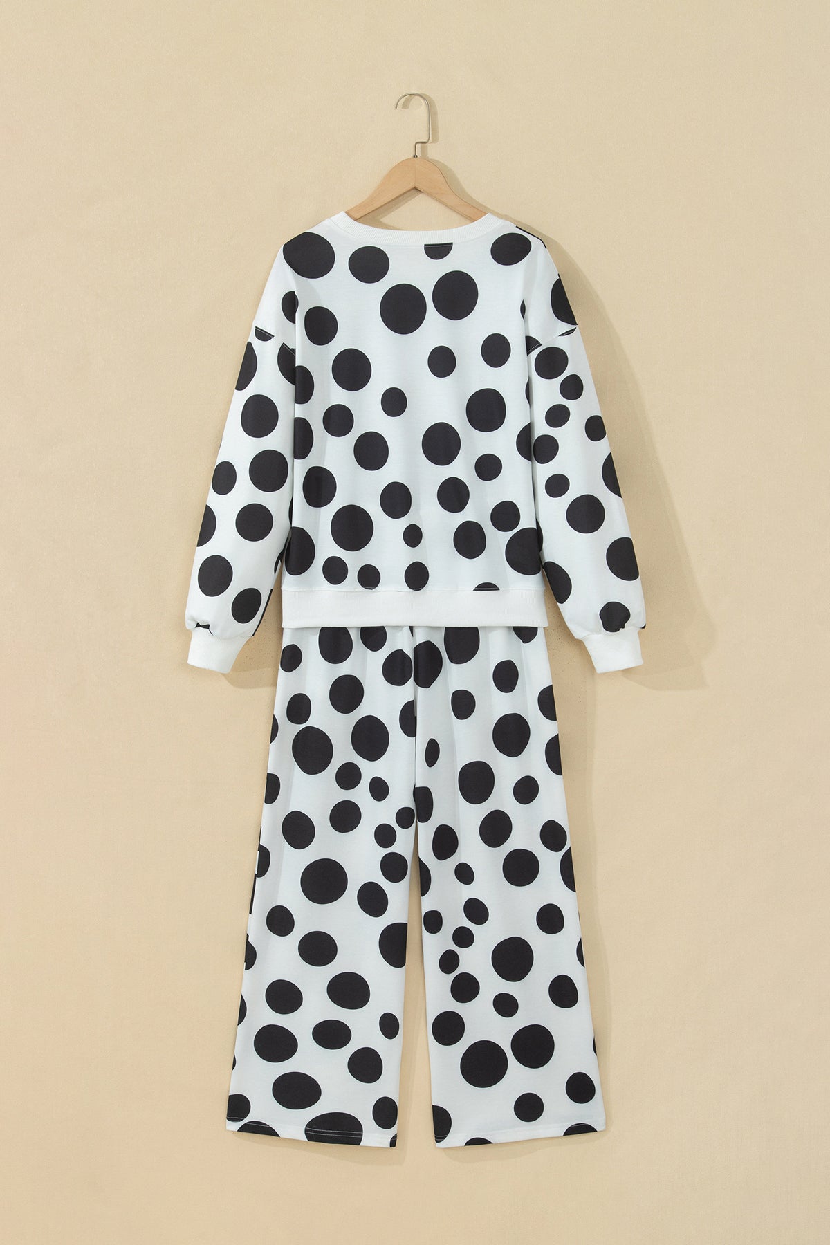 Polka Dot Long Sleeve Top & Drawstring Pants Set