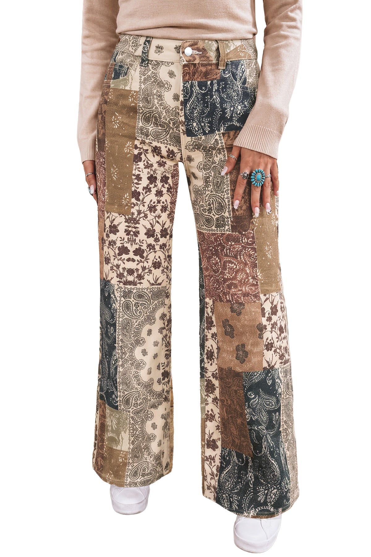 Western Print Wide-Leg Jeans — 2 Prints