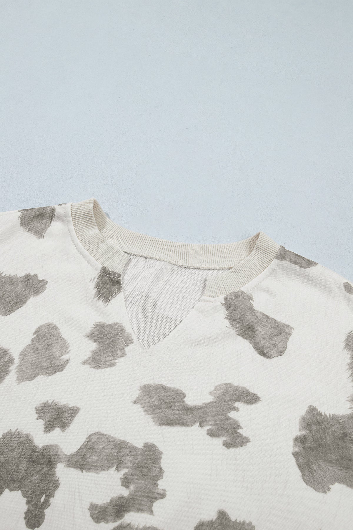 Gray Cow Print Western Raw Hem 2-Piece Shorts Set