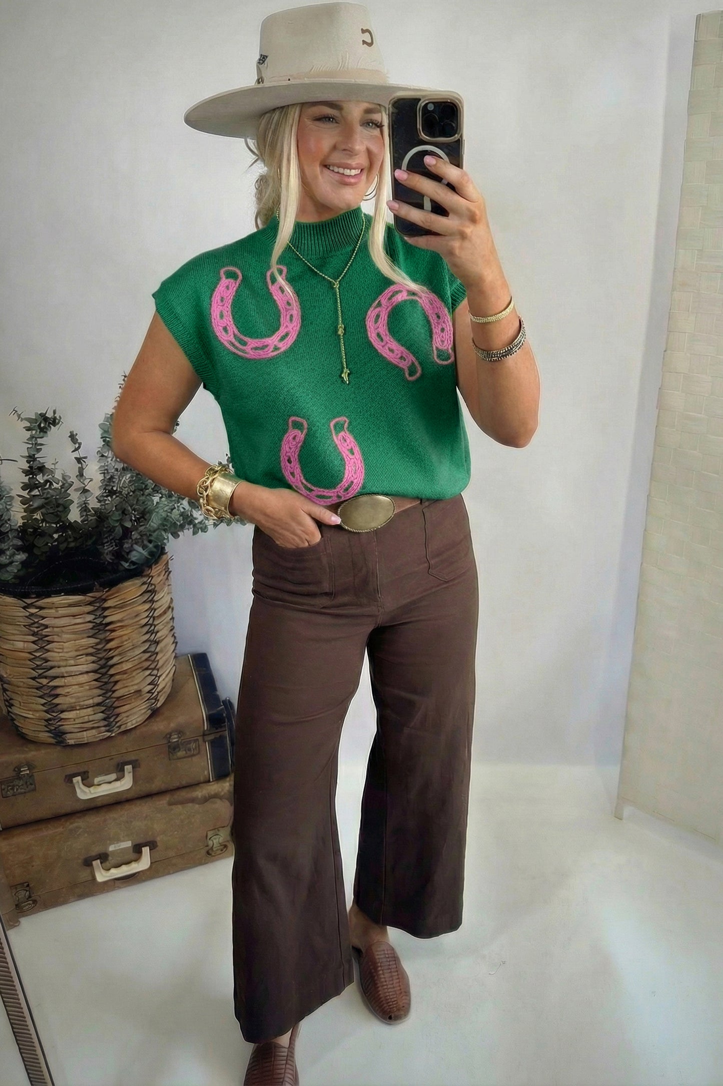 Parchment Corded Horseshoe Mock Neck Sweater Available in multiple colors