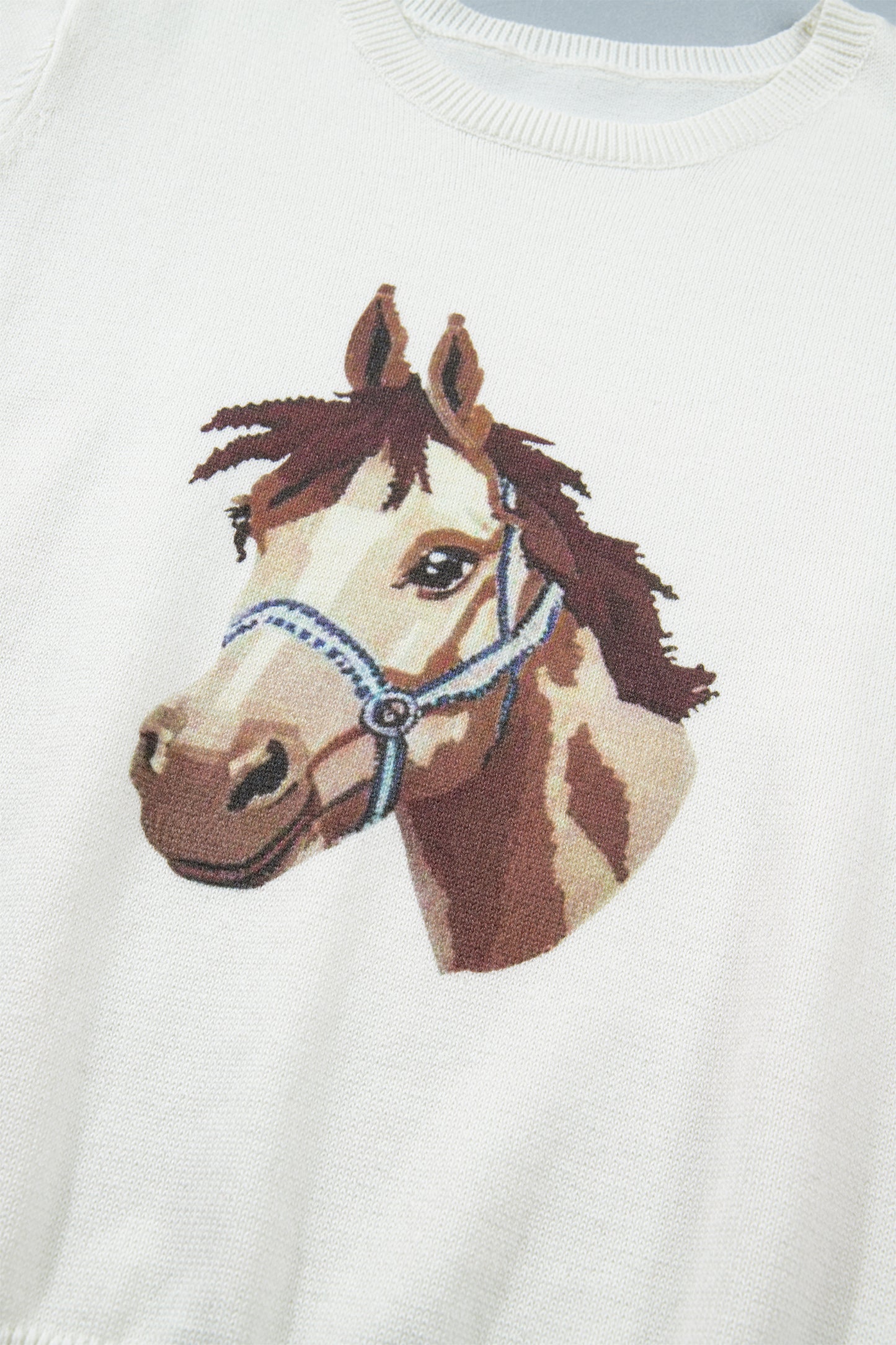 White Wild West Horse Head Knit Tee