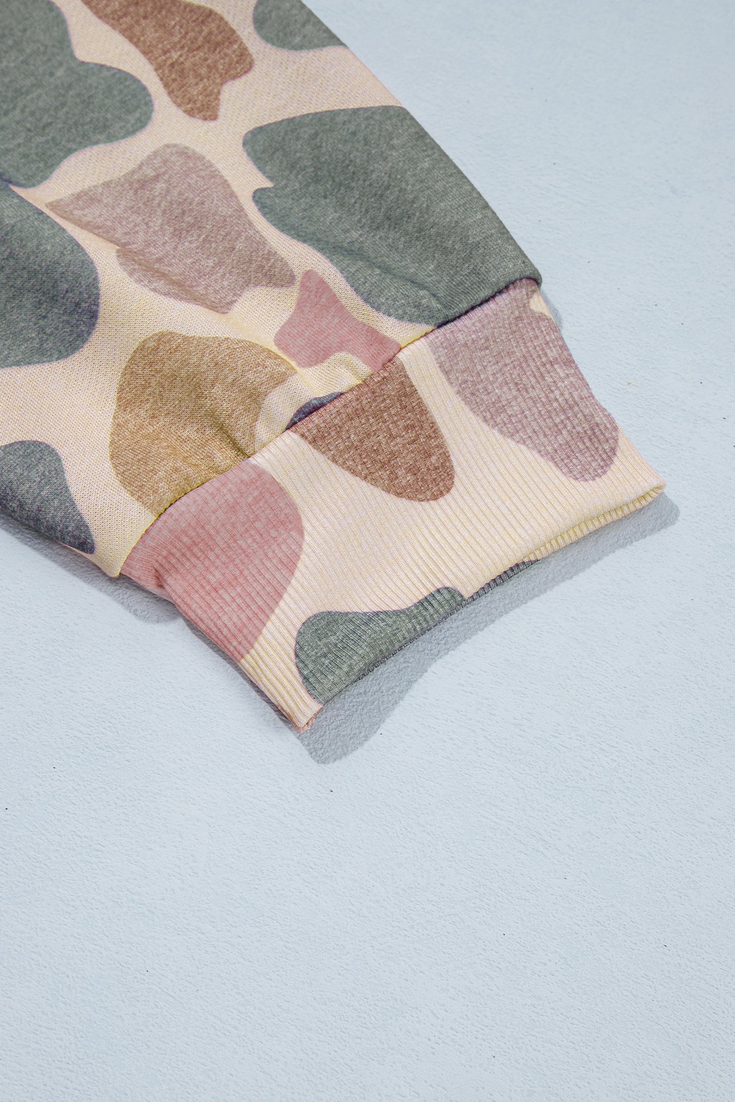 Multicolor Camo Print Oversized Mock Neck Sweatshirt 1X–4X
