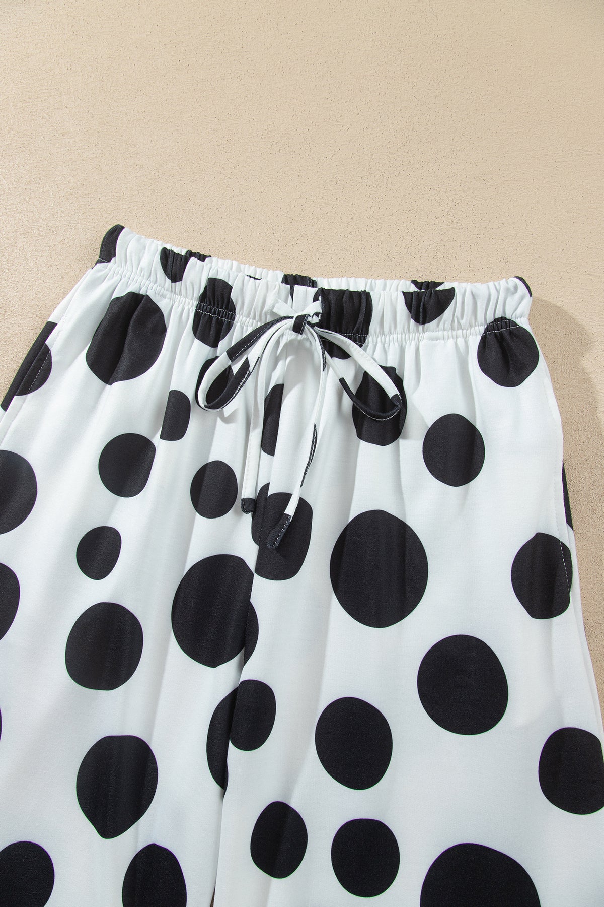 Polka Dot Long Sleeve Top & Drawstring Pants Set