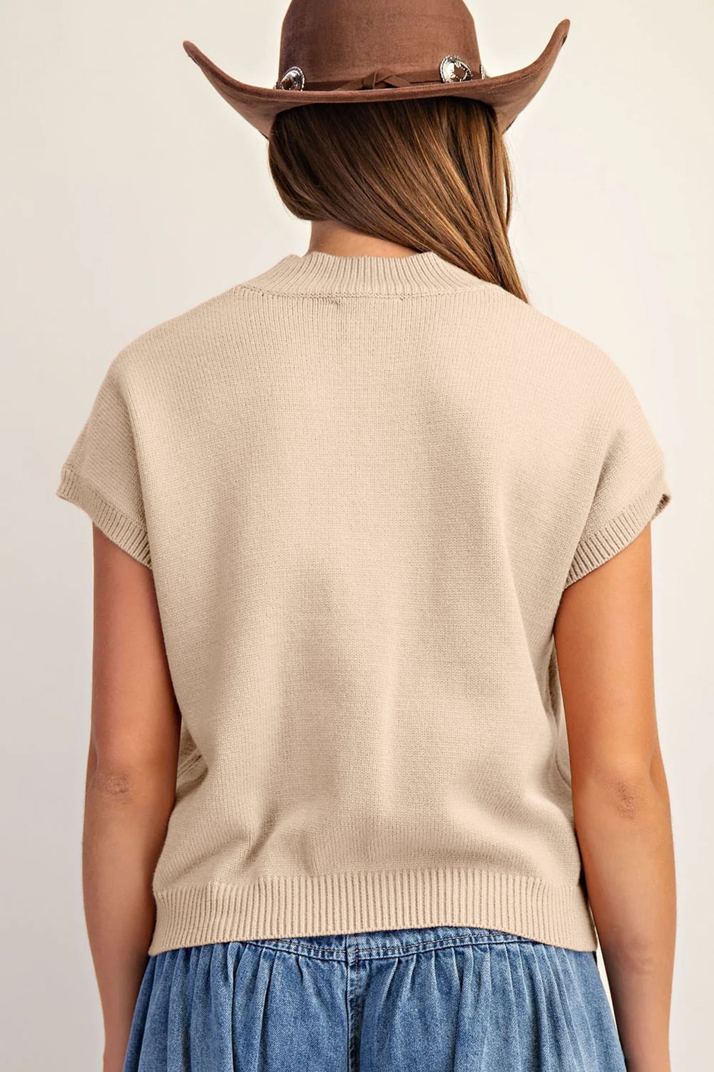 Parchment Corded Horseshoe Mock Neck Sweater Available in multiple colors