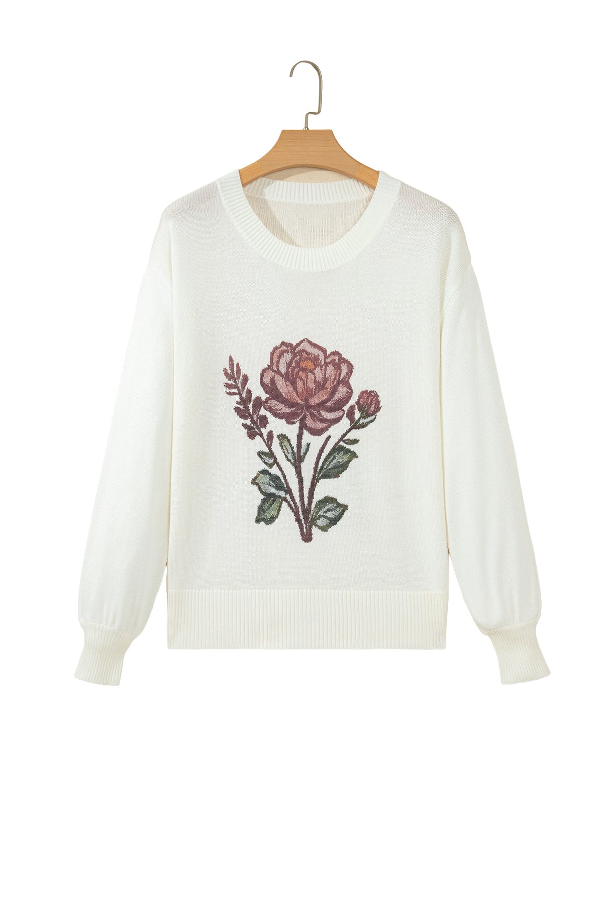 White Western Floral Lightweight Knit Sweater
