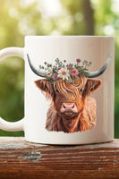 Daisy Highland Cow White Mug