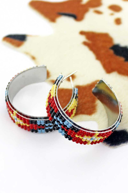 Rimrock Fire Seed Bead Hoop Earrings